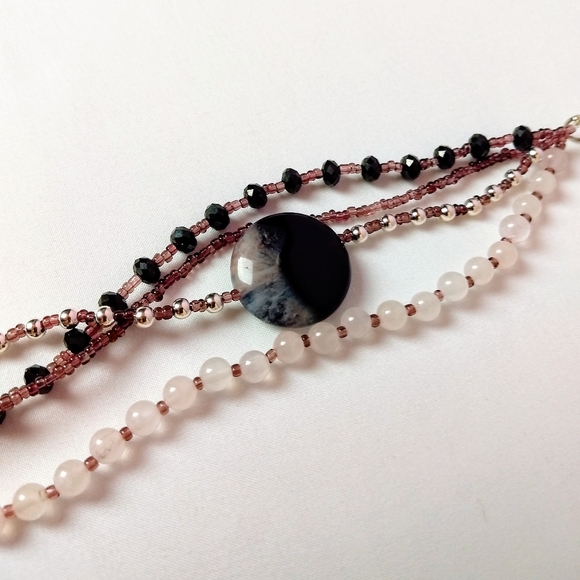 Quartz & Onyx Handmade Multi-Strand Bracelet - Picture 2 of 3
